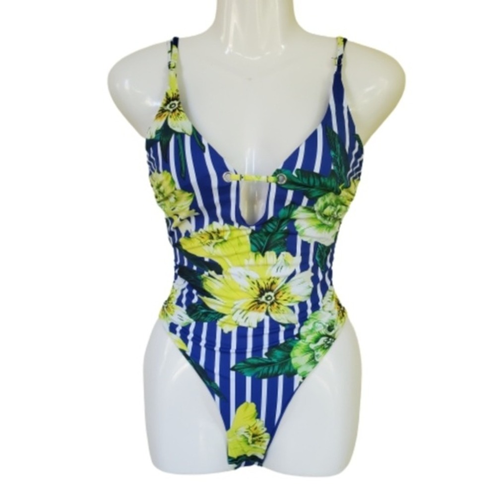 One‎ Piece Floral & Stripe Swimsuit